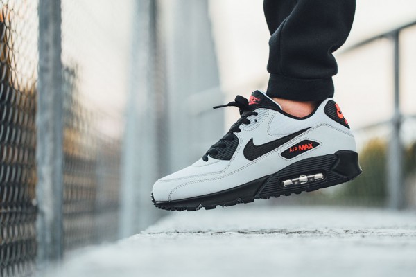 Nike Air Max 90 Essential - Wolf Grey / Black - Black - University Red 2